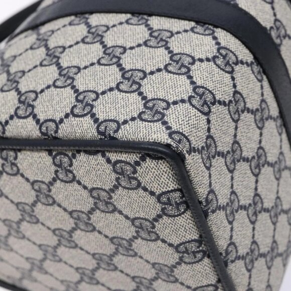 GUCCI GG Supreme Sherry Line Boston Bag PVC Navy Gold Auth ki5935 - Picture 5 of 16